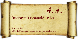 Ascher Annamária névjegykártya
